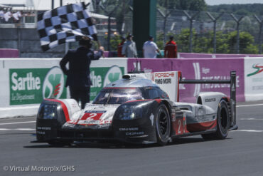 #2, Porsche 919 Hybrid crossing the finish line at the 85th running of the 24H of Le Mans 2017