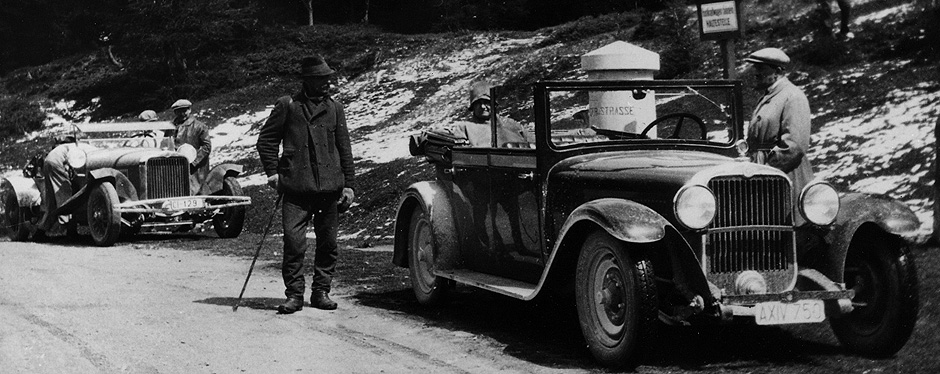 Experimental run up the Katschberg Pass, Carinthia, Austria, in a Porsche's Steyr Type 30