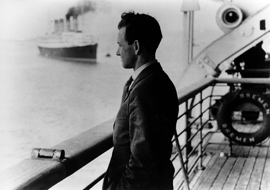 1937. Ferry on a ferry (transatlantic express steamship “Bremen”).