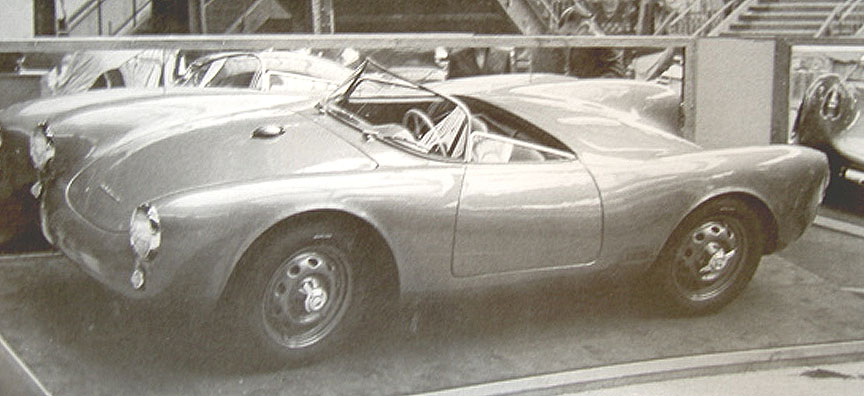 1953 October, Paris Motor Show, 550 Spyder on display.