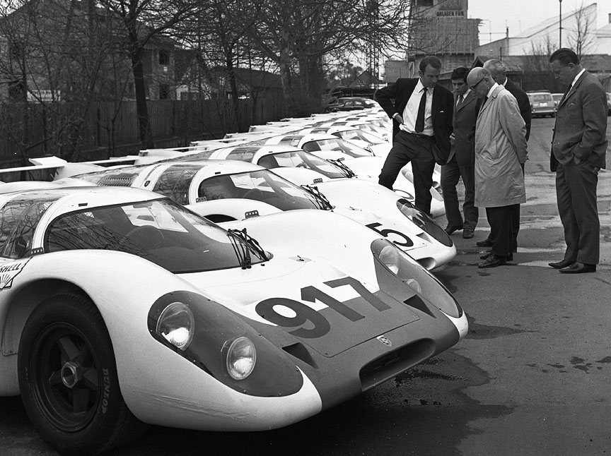 Piëch on the left and the other creator of the 917, Helmut Bott, on the right.