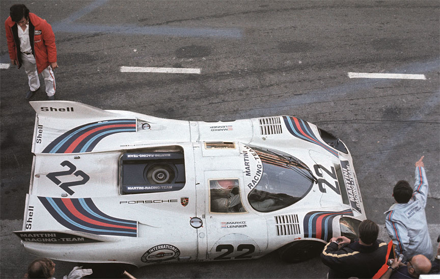 1971 June 13, Le Mans 24H won by 917K-71 #22 of Helmut Marko/Gijs van Lennep.