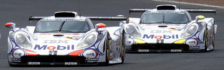 1998 Le Mans 1st and 2nd 996 GT1-98 (Turbo 3.2): #26 Allan McNish/Stéphane Ortelli/Laurent Aiello, #25 Jörg Müller/Uwe Alzen/Bob Wollek