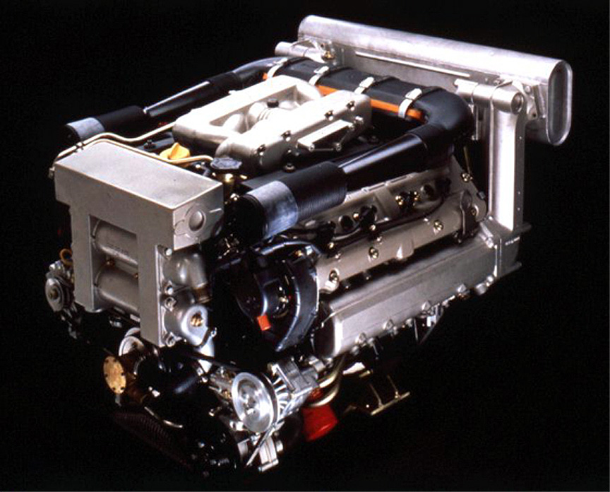 The 5.0-litre V8 32-valve normally aspirated Porsche 928 S4 engine was marinised