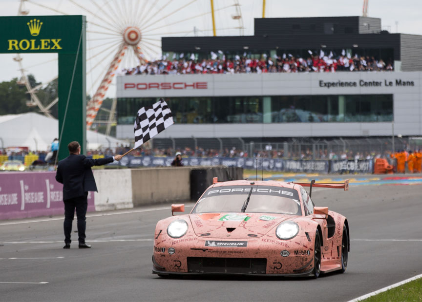 GTE Pro winner (17th overall) 911 991.2 RSR "Pink Pig" driven by Michael Christensen/Laurens Vanthoor/Kévin Estre