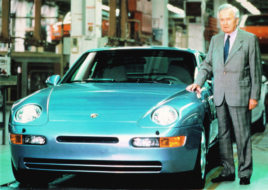 The brand new Porsche 968 at the Stuttgart factory in August 1991