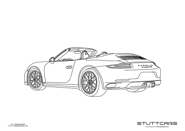 Porsche 911 (991) Carrera GTS Turbo 3.0 Cabriolet Coloring Page