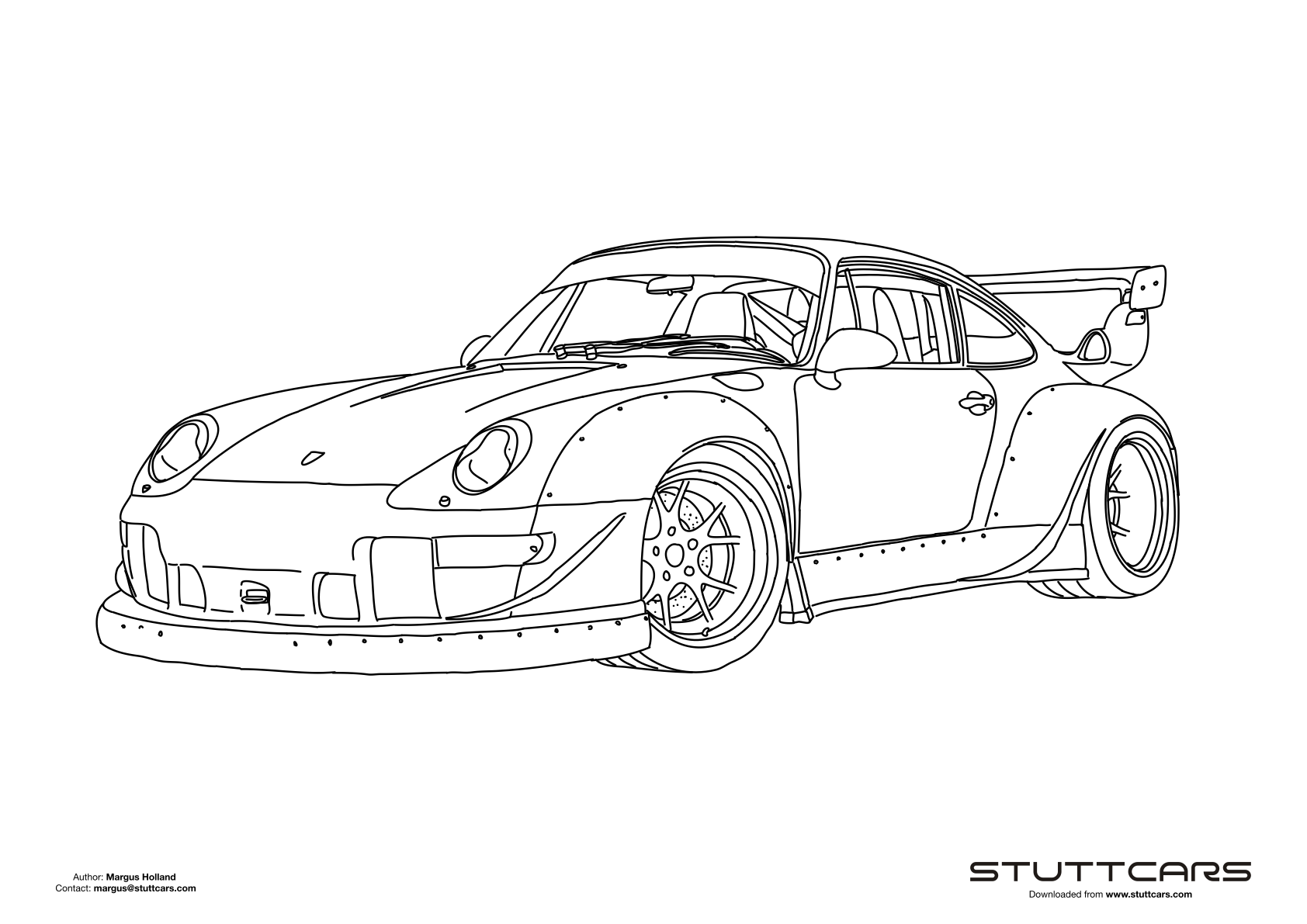 Porsche 911 (993) RWB Coloring Page