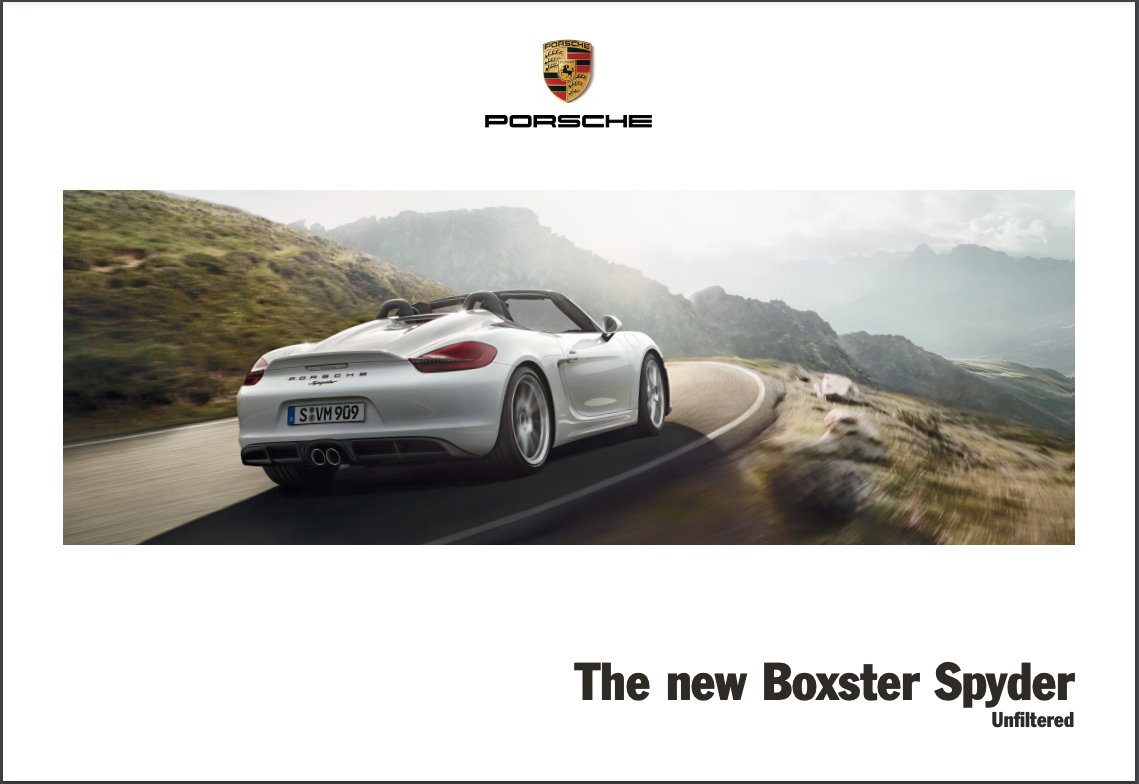 2015 Porsche Boxster 981 Spyder Sales Brochure