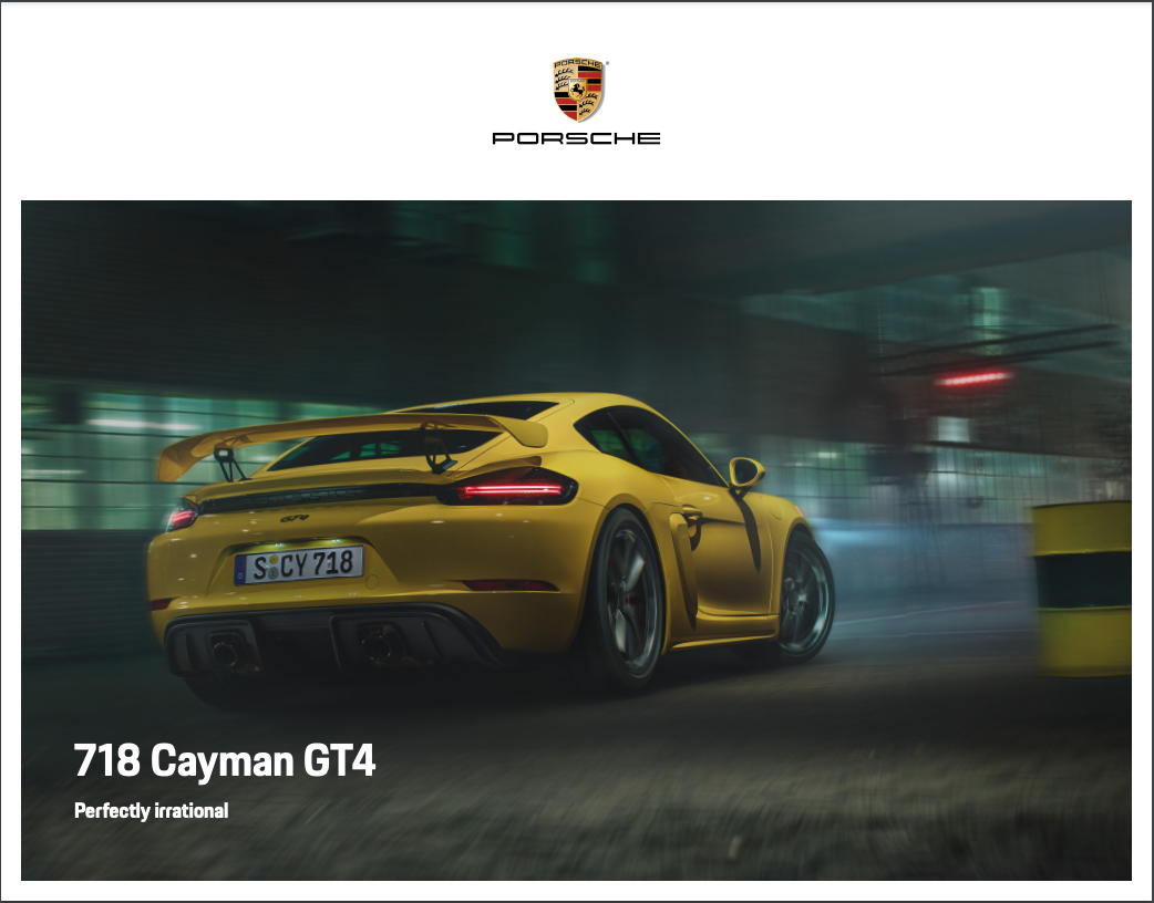2020 Porsche 718 GT4 Sales Brochure