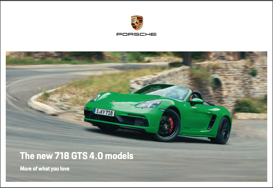 2020 Porsche 718 GTS 4.0 Sales Brochure