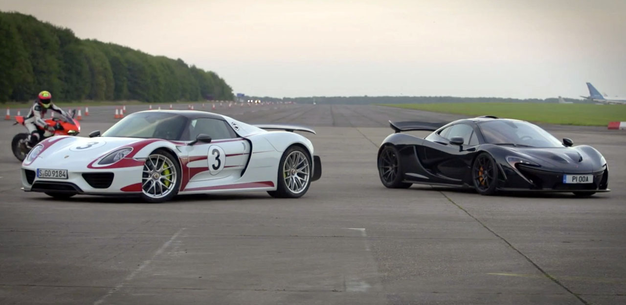 følsomhed formel Genre VIDEO: McLaren P1 vs. Porsche 918 Spyder vs. Ducati 1199 Superleggera Drag  race - Stuttcars