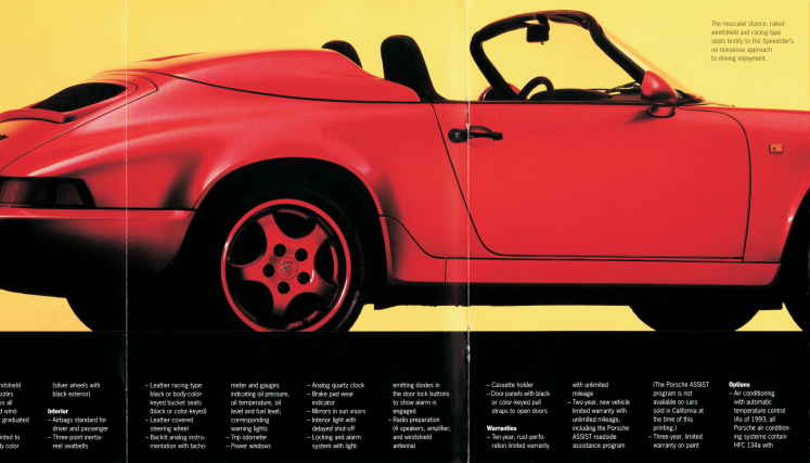 Porsche 911 964 Speedster North America Sales Brochure