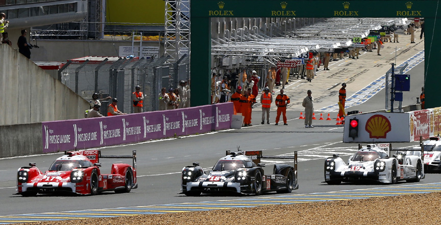 Three top class Porsches to lead the Le Mans start pack - what else could a Porsche enthusiast dream of?!