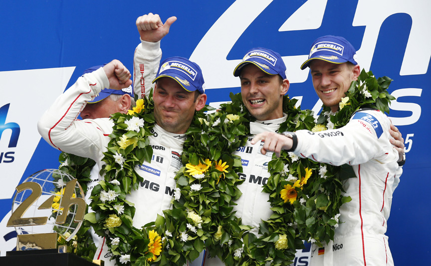 2015 Le Mans 24h winners: Nick Tandy, Earl Bamber, Nico Hülkenberg