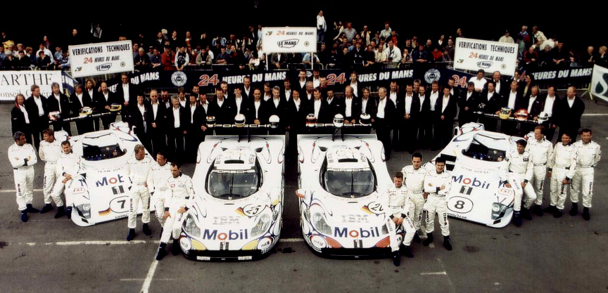 Porsche factory team before 1998 Le Mans endurance race