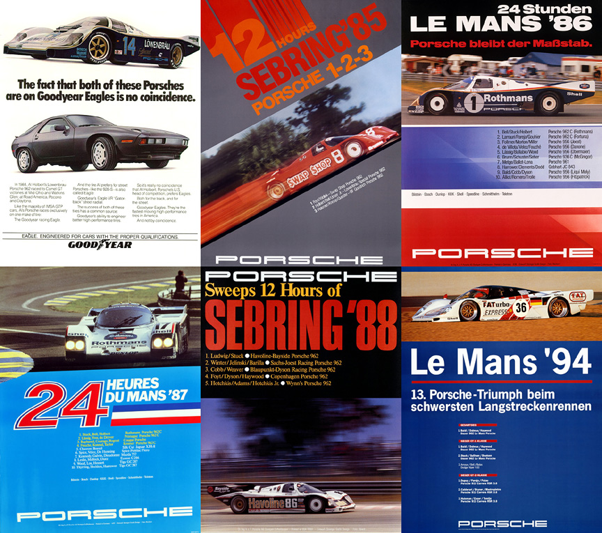 Selection of Porsche 962 posters. 