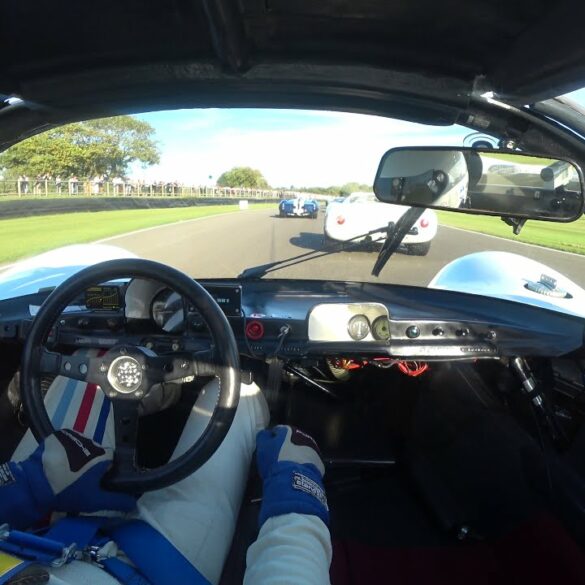 GOODWOOD REVIVAL 2019, Battle between 2 PORSCHE 910 in a field of lolas and mclaren w big V8 s