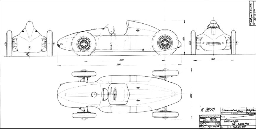Cisitalia Grand Prix, Porsche type 360 drawing
