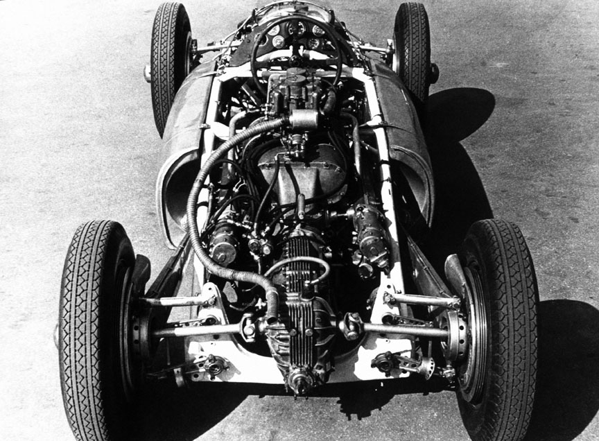 Cisitalia Porsche type 360 without body panels, rear view