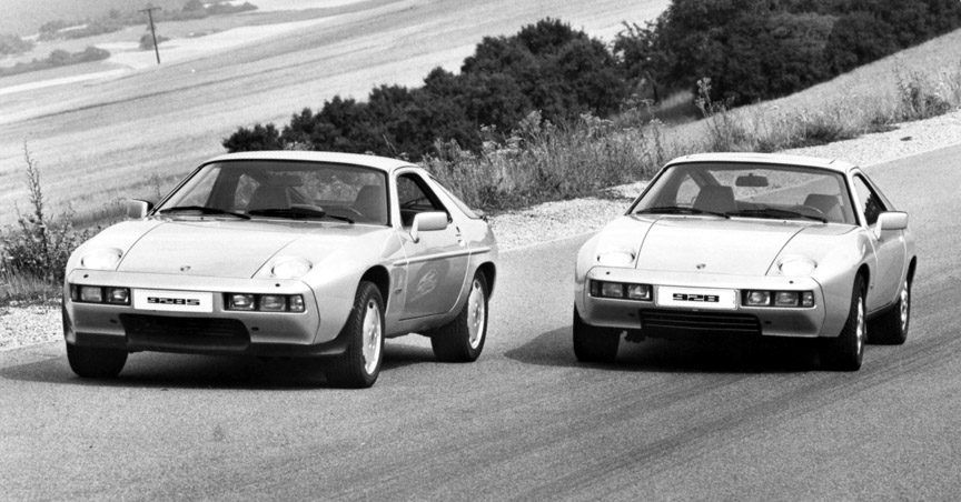 928 S with its front spoiler lip and the original 928