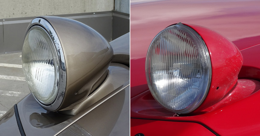 Porsche 928 headlamps: early USA version vs European version