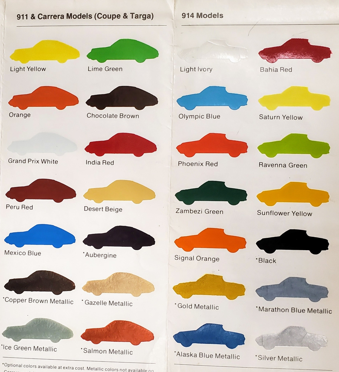 Porsche 914 Paint Color Options & Samples