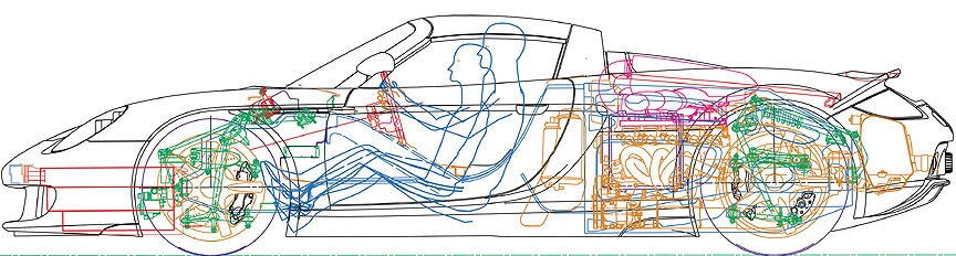 The initial dimensions were 4556 x 1915 x 1192 Carrera GT
