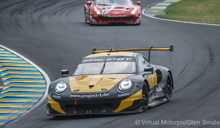The #56 Team Project 1 Porsche 911 RSR LMGTE Am driven by Jörg Bergmeister, Patrick Lindsey and Egidio Perfetti The #56 Team Project 1 Porsche 911 RSR LMGTE Am driven by Jörg Bergmeister, Patrick Lindsey and Egidio Perfetti