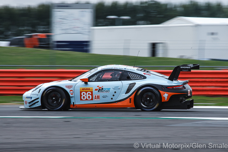 #86 Gulf Racing Porsche 911 RSR (LMGTE Am class) was driven by Michael Wainwright, Ben Barker and Alex Davison