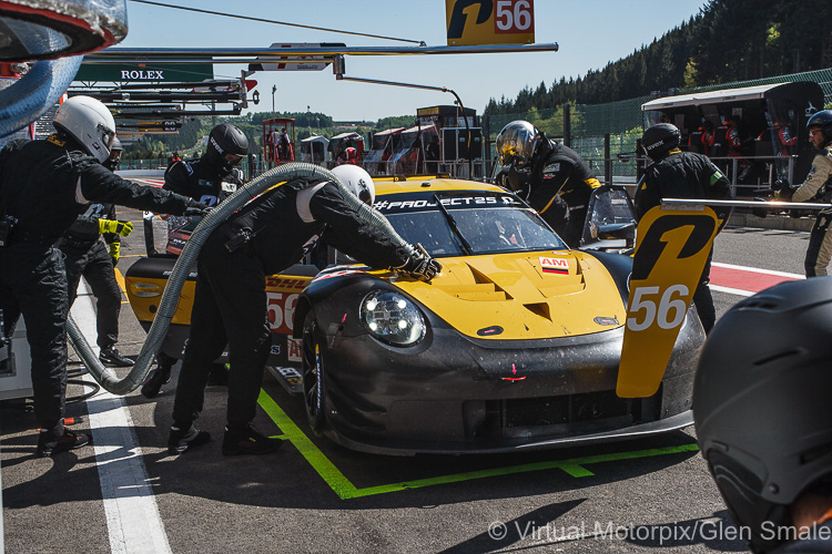 The #56 Team Project 1 Porsche 911 RSR LMGTE Am driven by Jörg Bergmeister, Patrick Lindsey and Egidio Perfetti The #56 Team Project 1 Porsche 911 RSR LMGTE Am driven by Jörg Bergmeister, Patrick Lindsey and Egidio Perfetti