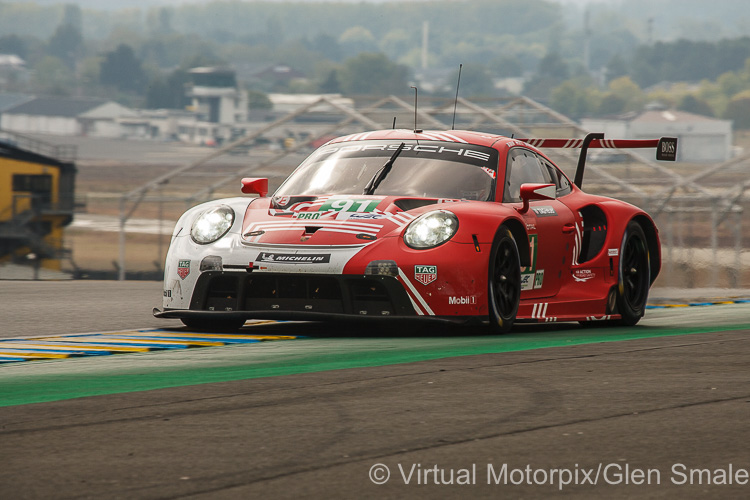 The #91 works Porsche 911 RSR was driven by Gianmaria Bruni, Richard Lietz and Frederic Makowiecki The #91 works Porsche 911 RSR was driven by Gianmaria Bruni, Richard Lietz and Frederic Makowiecki