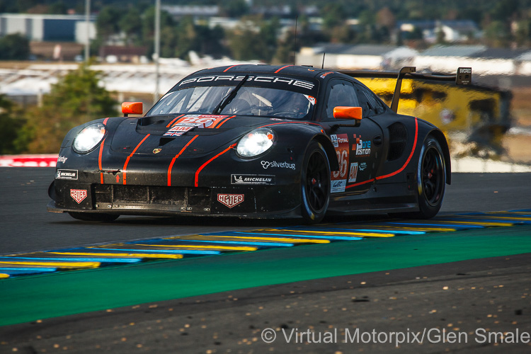 the #86 Gulf Racing Porsche 911 RSR GTE Am was driven by Ben Barker, Michael Wainwright and Andrew Watson the #86 Gulf Racing Porsche 911 RSR GTE Am was driven by Ben Barker, Michael Wainwright and Andrew Watson