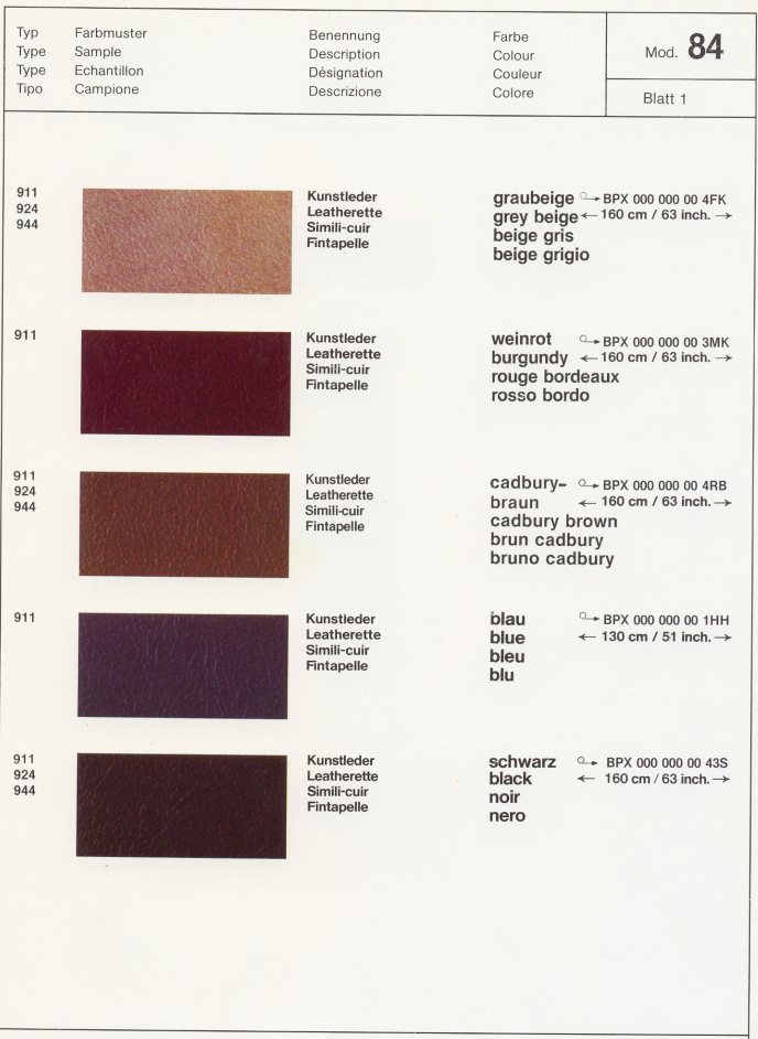 1984 Porsche 944 Interior Colors