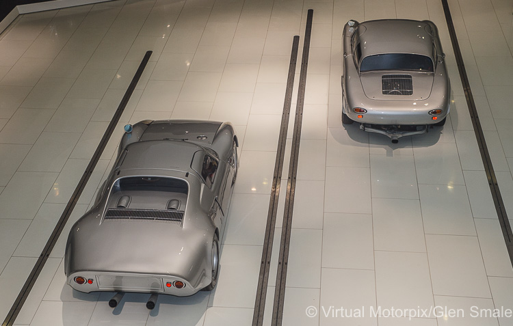 The 1963 Porsche 356 B Carrera GS/GT ‘Dreikantschaber’ (chassis #122991 – right) with the race car that succeeded it, the 904 GTS (left)