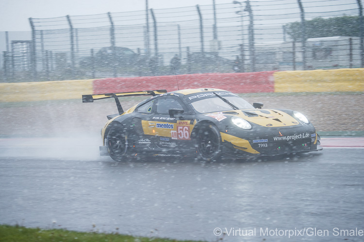 The #56 Team Project 1 Porsche 911 RSR LMGTE Am driven by Jörg Bergmeister, Patrick Lindsey and Egidio Perfetti The #56 Team Project 1 Porsche 911 RSR LMGTE Am driven by Jörg Bergmeister, Patrick Lindsey and Egidio Perfetti