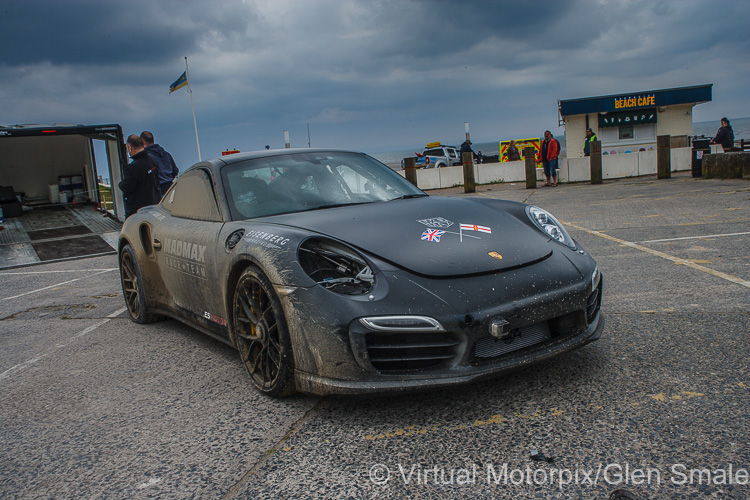 The Porsche 911 Turbo S looks somewhat battered after the car’s multiple spin at 200 mph The Porsche 911 Turbo S looks somewhat battered after the car’s multiple spin at 200 mph