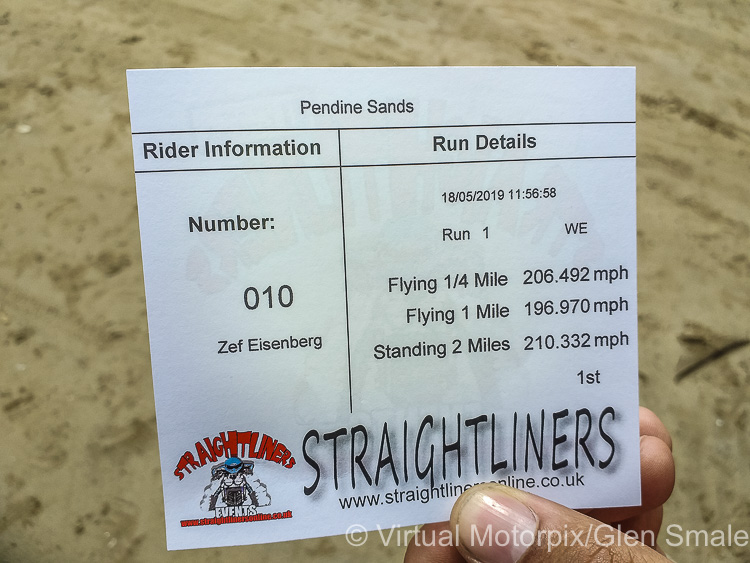 The official results card says it all, 210.332 mph for the Standing 2-Miles! The official results card says it all, 210.332 mph for the Standing 2-Miles!