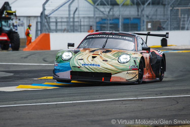 The #56 Team Project 1 Porsche 911 RSR LMGTE Am ‘Art car’ driven by Jörg Bergmeister, Patrick Lindsey and Egidio Perfetti The #56 Team Project 1 Porsche 911 RSR LMGTE Am ‘Art car’ driven by Jörg Bergmeister, Patrick Lindsey and Egidio Perfetti