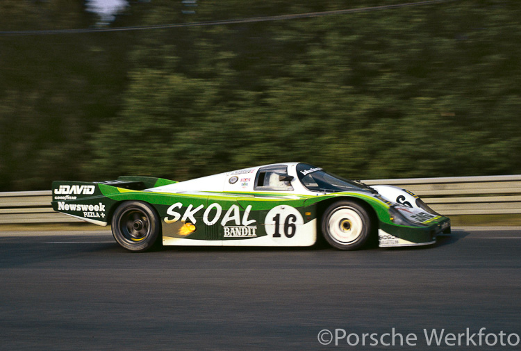 The #16 John Fitzpatrick Racing Skoal Bandit Porsche 956 of Edwards/Keegan/Fitzpatrick
