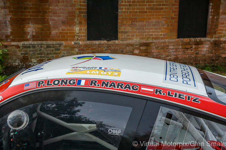 The #76 IMSA Performance Matmut Porsche 911 GT3 RSR with drivers names: Patrick Long, Raymond Narac and Richard Lietz