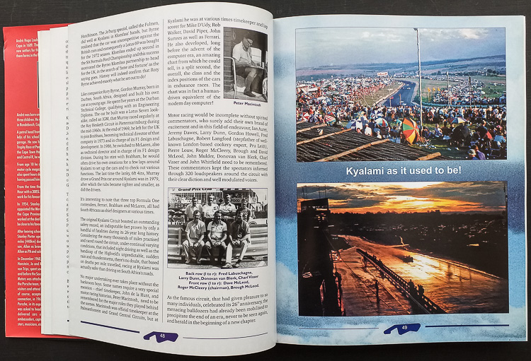 Kyalami – A Reflection on the History of the Original Circuit 1961-1987, published by Aquarius Publishing CC