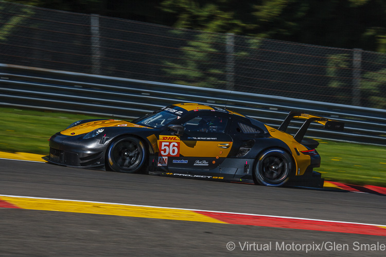 The #56 Team Project 1 Porsche 911 RSR LMGTE Am driven by Jörg Bergmeister, Patrick Lindsey and Egidio Perfetti