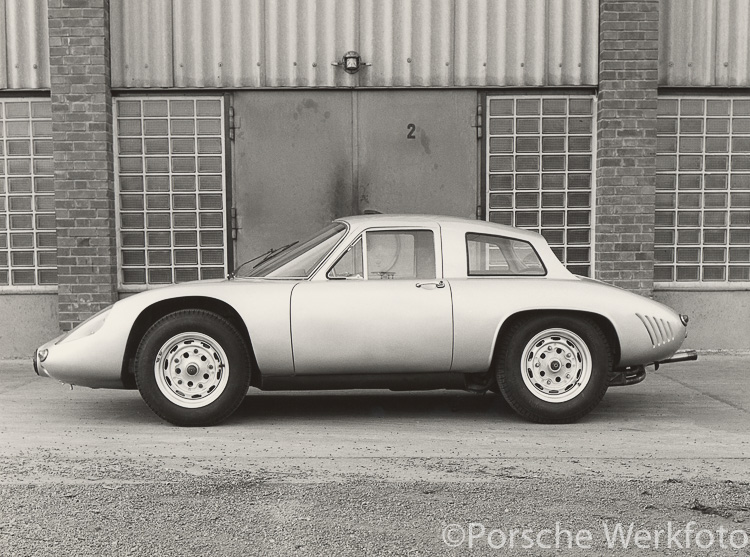 1963 Porsche 356 B 2000 Carrera GS/GT ‘Dreikantschaber’ in the factory yard of Werk 1, Zuffenhausen