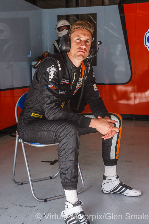 Ben Barker studies the lap times in the Gulf Racing pit garage during the WEC Spa 6 Hour, 2018 Ben Barker studies the lap times in the Gulf Racing pit garage during the WEC Spa 6 Hour, 2018