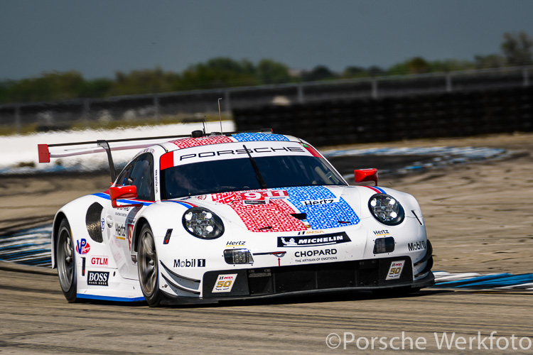 The famous Brumos Porsche racing colours - Porsche 911 RSR, Porsche GT Team, USA