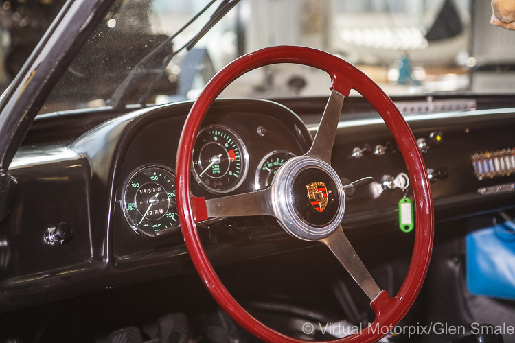 Dashboard of the 1963 Porsche 356 B Carrera GS/GT ‘Dreikantschaber’ being restored in the Museum Workshop in Stuttgart