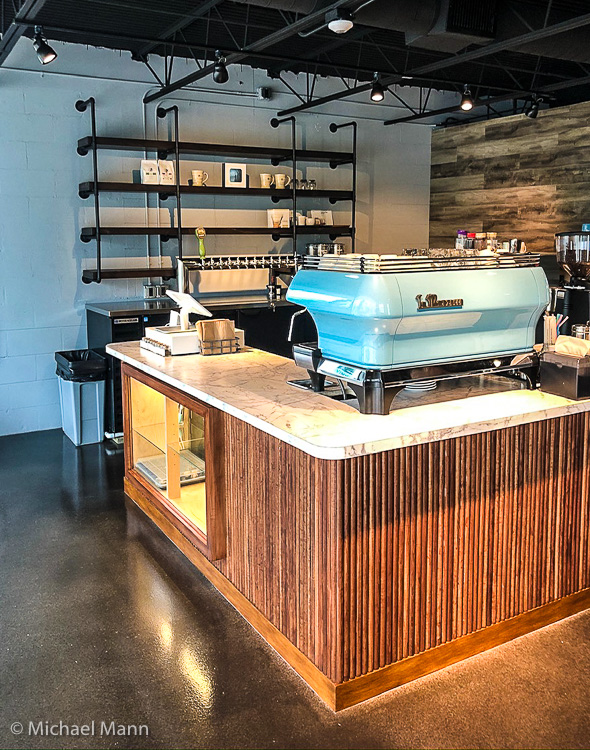 The coffee station, taken inside the new home of The Roasted Record, in Stuart, Florida