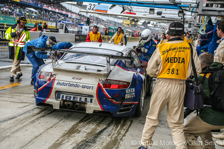 The #93 Autorlando Sport/Farnbacher Racing Porsche 997 GT3 RSR was driven by Pierre Ehret, Lars-Erik Nielsen and Allan Simonsen