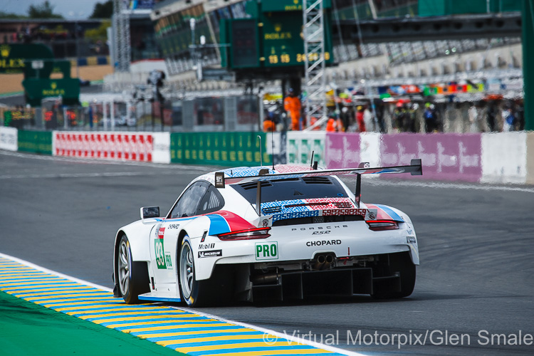 The #93 factory Porsche 911 RSR was driven by Nick Tandy, Earl Bamber and Patrick Pilet